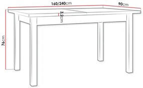 Masă sufragerie extensibilă Wodonas 90 x 160 240 II XL (Alb) (pentru 6-10 persoane). 1105417