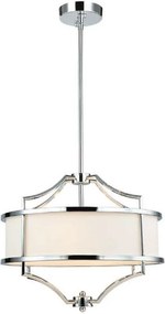 Lustra suspendata din metal cromat si tesatura crem Stesso S