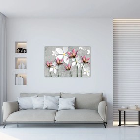 Tablou cu abstracție florală (90x60 cm)