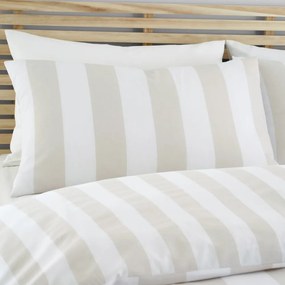 Lenjerie de pat albă/bej pentru pat dublu 200x200 cm Cove Stripe – Catherine Lansfield
