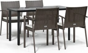 vidaXL Set mobilier de grădină cu perne, 5 piese, poliratan și oțel