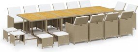 vidaXL Set mobilier de exterior cu perne, 17 piese, bej, poliratan
