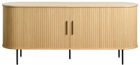 Comodă joasă cu aspect de lemn de stejar cu ușă glisantă 76x180 cm Nola – Unique Furniture