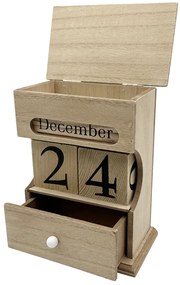 Calendar Perpetuu din Lemn ARTHUR cu Sertar, 15x19cm