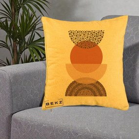 Perna Decorativa Boho Stiva Forme Punctate Terracotta, 40x40 cm, Galben, Husa Detasabila, Perna Inclusa, BEKZ®