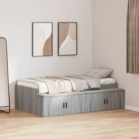 vidaXL Cadru de pat cu stocare Gri Sonoma 75x190 cm