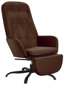 3097655 vidaXL Scaun de relaxare cu taburet, maro lucios, piele artificială