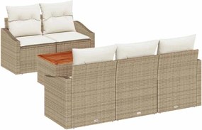vidaXL Set de canapele pentru grădină 6 pcs Bej și crem poliratan