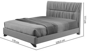 Pat matrimonial 160 cm Lania 160 (cu somieră) (gri). 1098721