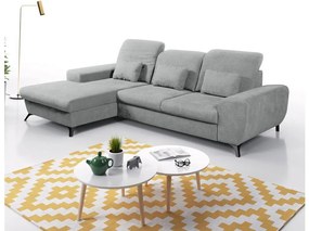 Colțar extensibil tapițat ALTA, cu spațiu de depozitare, formă L, orientare stânga, gri