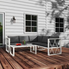 Outsunny Set Mobilier de Grădină din 4 Piese cu 2 Canapele, Fotoliu Reglabil și Măsuță de Cafea, 121x61x62 cm, Gri | Aosom Romania