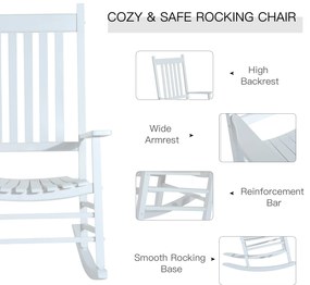 Outsunny Scaun balansoar gradina , Fotoliu din lemn Impermeabil pentru terasa, Lemn, 69x86x115 cm, Alb