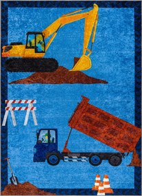 JUNIOR 51827.803 covor lavabil Camion, excavator pentru copii anti-alunecare - albastru - SECUNDAR-COTATI PRODUSUL