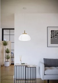 Eglo 44065 - Lustră suspendată cu cablu SUMMERHILL 1xE27/40W/230V Ø 55 cm alb/bej