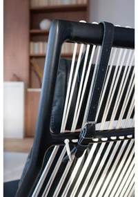 Fotoliu cu construcție din lemn de stejar Gazzda Dedo, albastru - gri