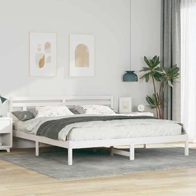 vidaXL Cadru de pat cu headboard Alb 200 x 200 cm Lemn masiv de pin