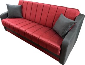 Canapea ALEX extensibila, 3 locuri, cu lada de depozitare, stofa catifelata rosu cu maro, 220x90x90 - Copie Maro + Rosu