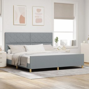 vidaXL Cadru de pat, gri deschis, 200x200 cm, textil