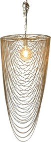 Lustră suspendată din metal, auriu, cu lanțuri, finisaj antichizat, 98 x 46 cm, „Vernon”