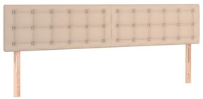 Pat box spring cu saltea, cappuccino, 160x200cm piele ecologica Cappuccino, 160 x 200 cm, Nasturi de tapiterie
