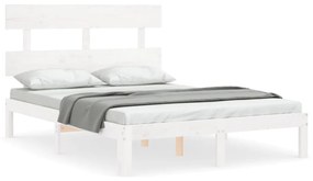 3193527 vidaXL Cadru de pat cu tăblie, alb, 120x200 cm, lemn masiv