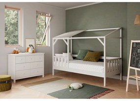 Comodă pentru copii albă joasă din lemn de pin 110x80 cm Max – Marckeric