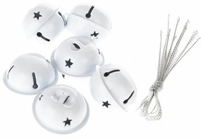 Set clopoței din metal cu steluțe 6 buc., alb