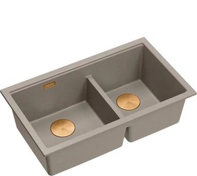 Chiuveta compozit incastrata Quadron Logan 120 bej soft taupe - cupru 76x45 cm