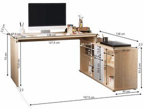 Masa pentru scris, stejar sonoma alb, DALTON 2 NEW VE 02