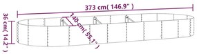 Jardiniera, argintiu, 373x140x36 cm, otel vopsit electrostatic 1, Argintiu, 373 x 140 x 36 cm