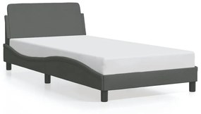 373126 vidaXL Cadru de pat cu tăblie, gri închis, 100x200 cm, textil