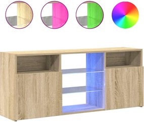 vidaXL Comodă TV cu lumini LED, stejar sonoma, 120x30x50 cm