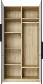 Dulap Asha 100 cm și mânere metalice - artisan / rivier piatra mat / mânere negre