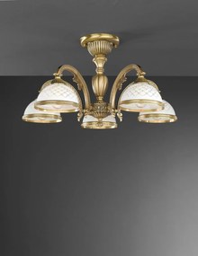 Lustra aplicata cu 5 brate clasic design italian din alama, sticla 7002 RA-PL. 7022/5