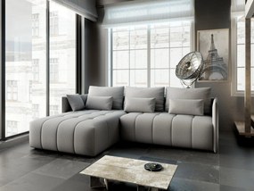 Colțar extensibil dumonde cu ladă de depozitare si sezut confortabil din spuma high-density, Malta Enjoy Silver II 235x185 cm