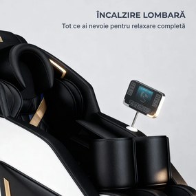 Fotoliu de masaj cu capete de jad, Zero Gravity, incalzire si Bluetooth, Bej/Negru