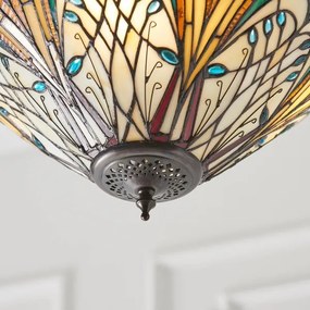 Endon 70750 - Lustră cu lanț Tiffany HECTOR 3xE27/60W/230V Ø 40 cm
