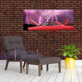 Tablou cu mașina roșie (120x50 cm)