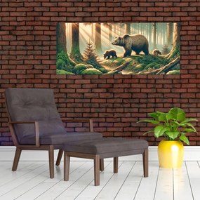 Tablou - Urși în pădure (120x50 cm)