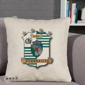 Perna Personalizata CSC Dumbravita Fotbal, 40x40 cm, Bej Canapea, Husa Detasabila, Perna Inclusa, BEKZ®