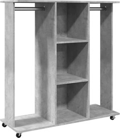 vidaXL Șifonier cu roți, gri beton, 102x38x110 cm, lemn prelucrat
