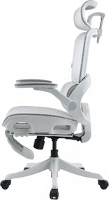 Scaun ergonomic SIHOO B100-PRO, cotiere 4D, tetiera 3D, mecanism multifunctional inclinare/blocare, suport picioare, pivotant, Mesh, Gri