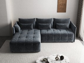 Colțar extensibil dumonde cu ladă de depozitare si sezut confortabil din spuma high-density, Malta Euphoria Grafit 235x185 cm