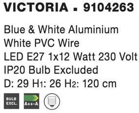 Lustra albastru alb din aluminiu cu fir PVC Victoria