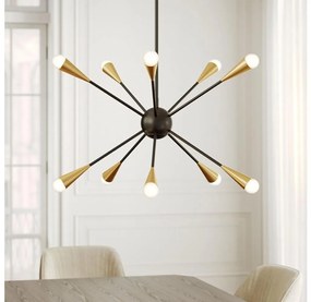 Lustră LED pe tijă Feiss FE-JAX10-MB JAX 10xG9/3W/230V negru/auriu