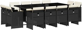vidaXL Set mobilier de grădină cu perne, 13 piese, negru, poliratan