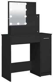 808811 vidaXL Masă de toaletă cu LED, negru, 86,5x35x136 cm