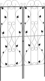 Outsunny Spalier din oțel set 2 buc. pentru înfigere, rezistent la rugină, suport cu frunze 50 x 181 cm Negru | Aosom Romania