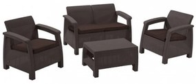 Set de mobilier de grădină Corfu, culoare maro, cu perne taupe calde