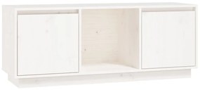 814340 vidaXL Comodă TV, alb, 110,5x35x44 cm, lemn masiv de pin